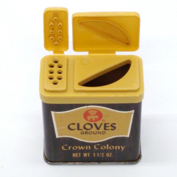 Crown Colony Cloves Ground Spice Tin Safeway Stores 1975 Kitchen Decor Vintage - Picture 5 of 6